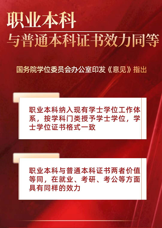 又一利好消息，教育部再發(fā)文：職業(yè)本科與普通本科證書效力同等！